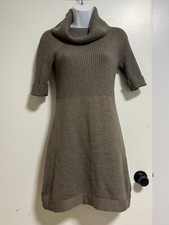 Ann Taylor Loft Womens Sheath Sweater Dress Wool Blend Short Sleeve Beige Size S