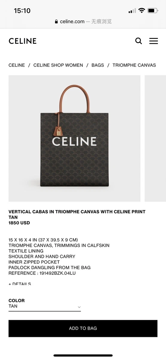 Celine Horizontal Cabas Bag In Textile With Logo Print in Natural