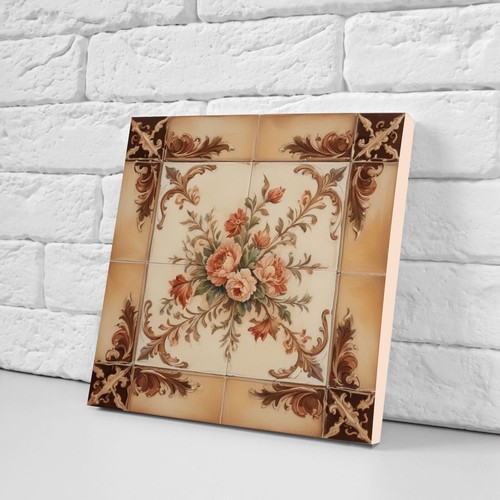 Azulejos de pared de cerámica victoriana - Juego de 2 azulejos de cerámica para salpicadero de cocina para baño - Imagen 2 de 3