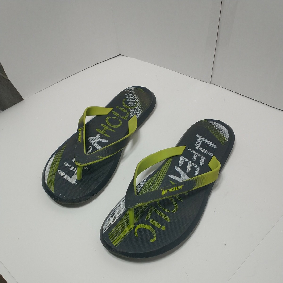 RIDER MENS /Black /Green FLIP FLOPS SANDALS SZ 13 Lifeaholic