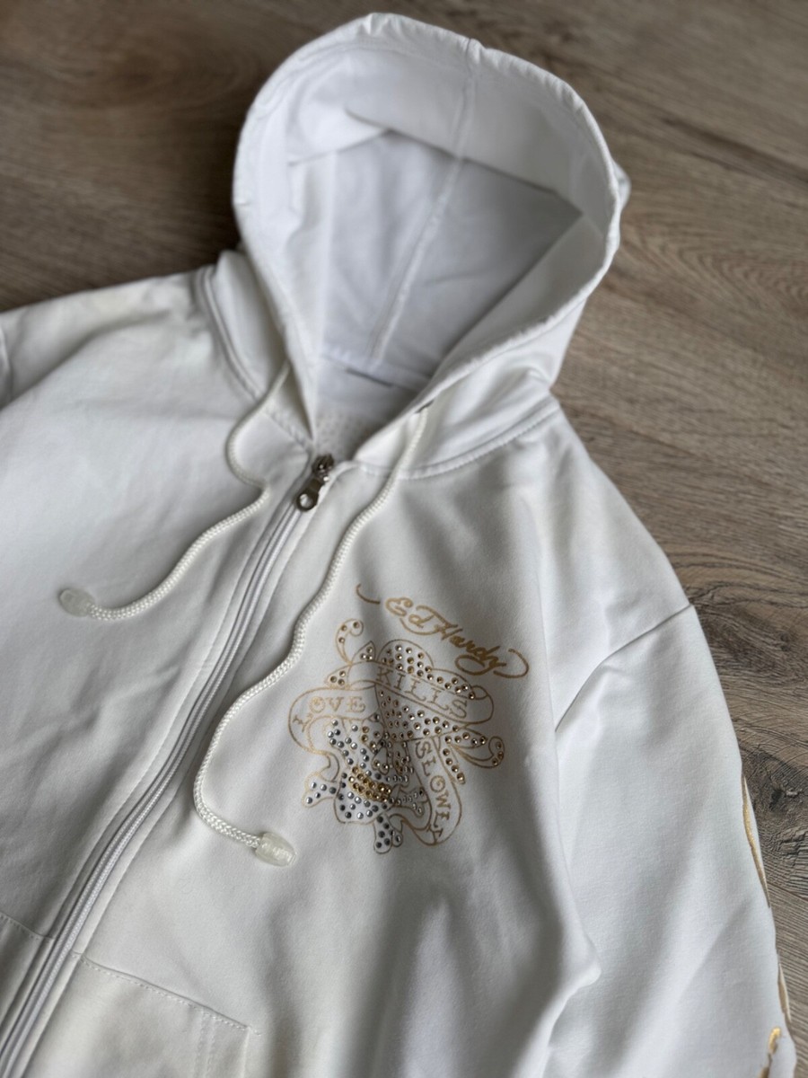 Ed Hardy by Christian Audigier Crystals Zip Hoodie Vintage | eBay UK