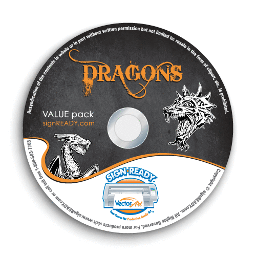 DRAGONS CLIPART-VECTOR CLIP ART-VINYL CUTTER PLOTTER IMAGES &T-SHIRT GRAPHICS CD - Picture 1 of 5