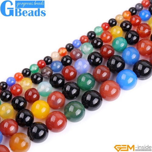 Round Agate Beads for Jewelry Making Loose Beads Wholesale 15'' Natural Stone - Picture 36 of 124