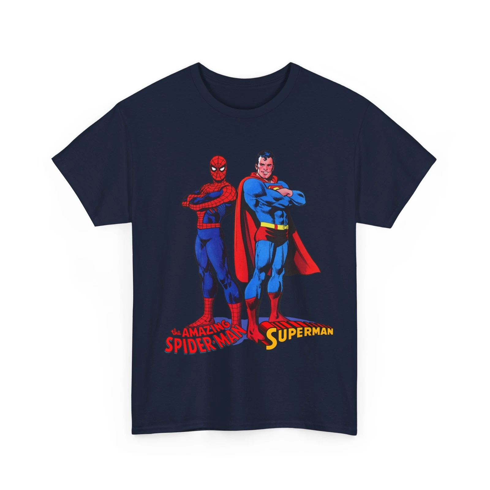 Amazing Spider-man, Superman T-Shirt - 1970s D.C Comics & Marvel Team-Up