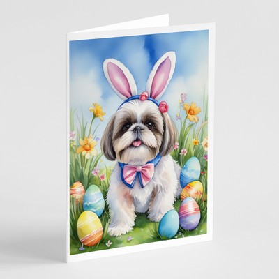 Shih Tzu Easter Egg Hunt Greeting Cards and Envelopes Pack of 8 DAC5179GCA7P