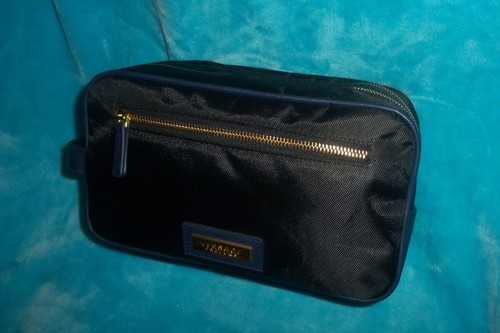 VERSACE Parfums Black W/ Navy Trims Travel Vanity Toiletry Shave Bag-Makeup Case - Picture 9 of 11