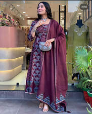 Traditional Anarkali Suit Set with Dupatta Ethnic Indian Dress with Pants