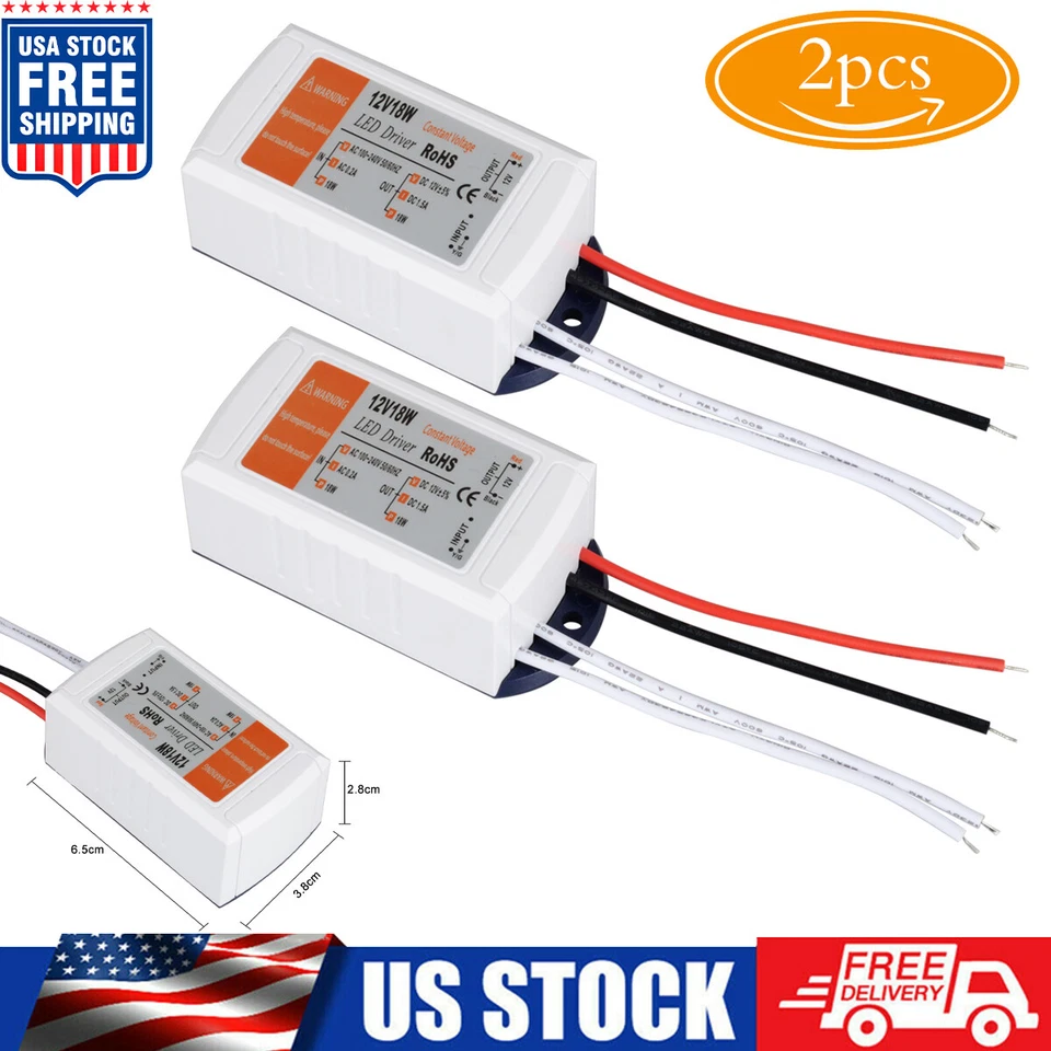 Fonte de alimentação transformador driver LED 1/2x - Adaptador DC 12V 18W para luzes de tira de LED - Imagem 4 de 4