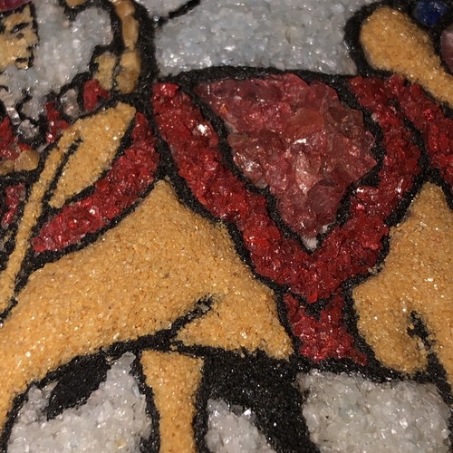 Vintage Micro Mosaic Art Picture Framed Sand&Crushed Stones Ox & Cart/Carriage - Picture 7 of 14
