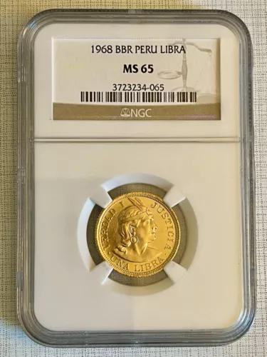 Peru 1968 BBR Libra Gold NGC MS65 SKU# 4364