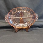 Vintage Pink Depression Glass Divided Dish Oyster & Pearl Anchor Hocking