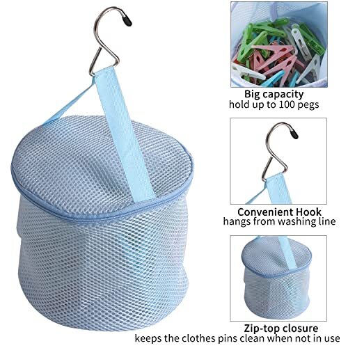 48 Plastic Clothespins Clips w/ Springs, Clothes Drying Line Pegs Picture Clips - Picture 6 of 7