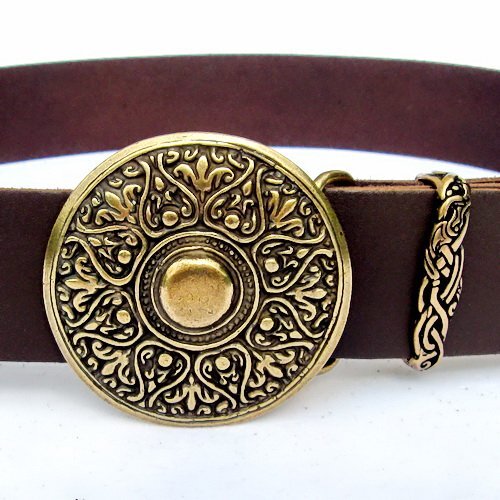 Buckle Gürtel 4cm /Renaissance Arabeske LARP Echtleder Mittellalter - Spaltleder - Picture 1 of 3