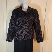 FDJ/ French Dressing Women's Long Sleeved Purple/Black Tapestry Blazer, Size L
