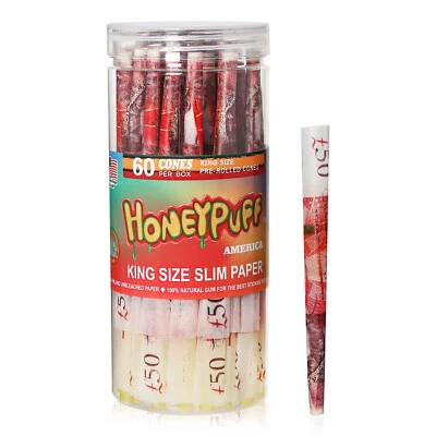 HONEYPUFF €50 Bill King Size 60 Cones Pre Rolled Paper Cones Slow Burning W Tips