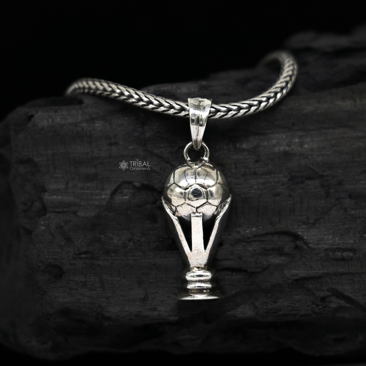 925 sterling silver unique design FIFA TROPHY pendant wheat chain