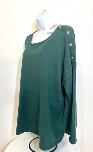 MICHAEL KORS Women's Green Lightweight Sweater/Shirt Size 2X 3/4 Sleeve NWT $135 - Picture 2 of 5