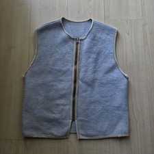 Vintage 40s Cotton Wool Workwear Vest Grey Conmar Zip Distressed 19x22 Size Med