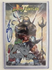 TMNT Power Rangers Comic Rocksteady Sketch Signed Eddie Nunez Sajad Shah w/ COA!