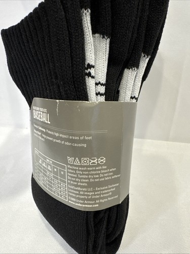 Under Armour Youth Baseball Over The Calf Socks 2 pair Large Black / White. NWT - Picture 4 of 8