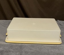 Vintage Tupperware Rectangular Cake Keeper Sheer Lid Harvest Gold Base