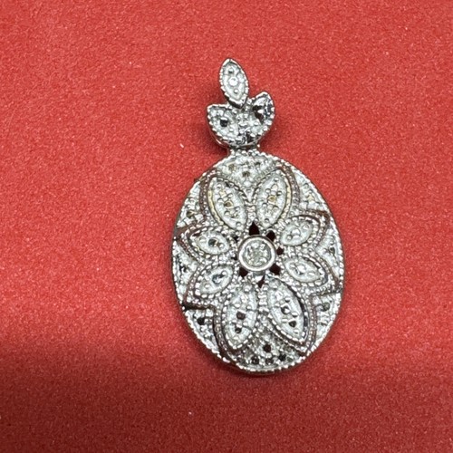 STS Designer Sterling Silver Diamond Pendant