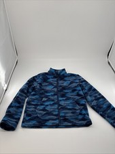 Eddie Bauer Boys Blue Camo Fleece Zip Jacket Medium Kids Outerwear
