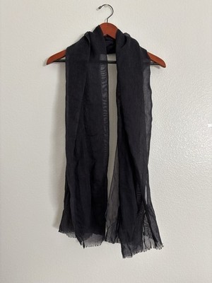 100% Authentic LANVIN Cotton Silk Wrapped /Scarf - dark Grey /Black