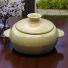 Vtg Frankoma Pottery 5V Bean Pot Casserole Dish Plainsman Yellow