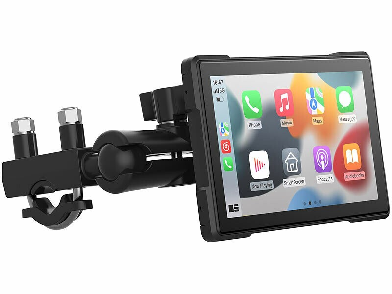 Écran tactile 5'' moto Lescars avec CarPlay et Android Auto sans fil