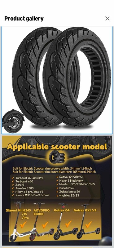 Felixstory 10x2.125 Solid Rubber Tire – 10″ Tubeless Scooter Replacement