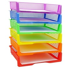 4E's Novelty 6 bandejas de pl stico coloridas para profesores, bandejas