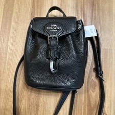 Image of COACH CL408 Amelia Black Pebble Leather Convertible Backpack CL408 NEW