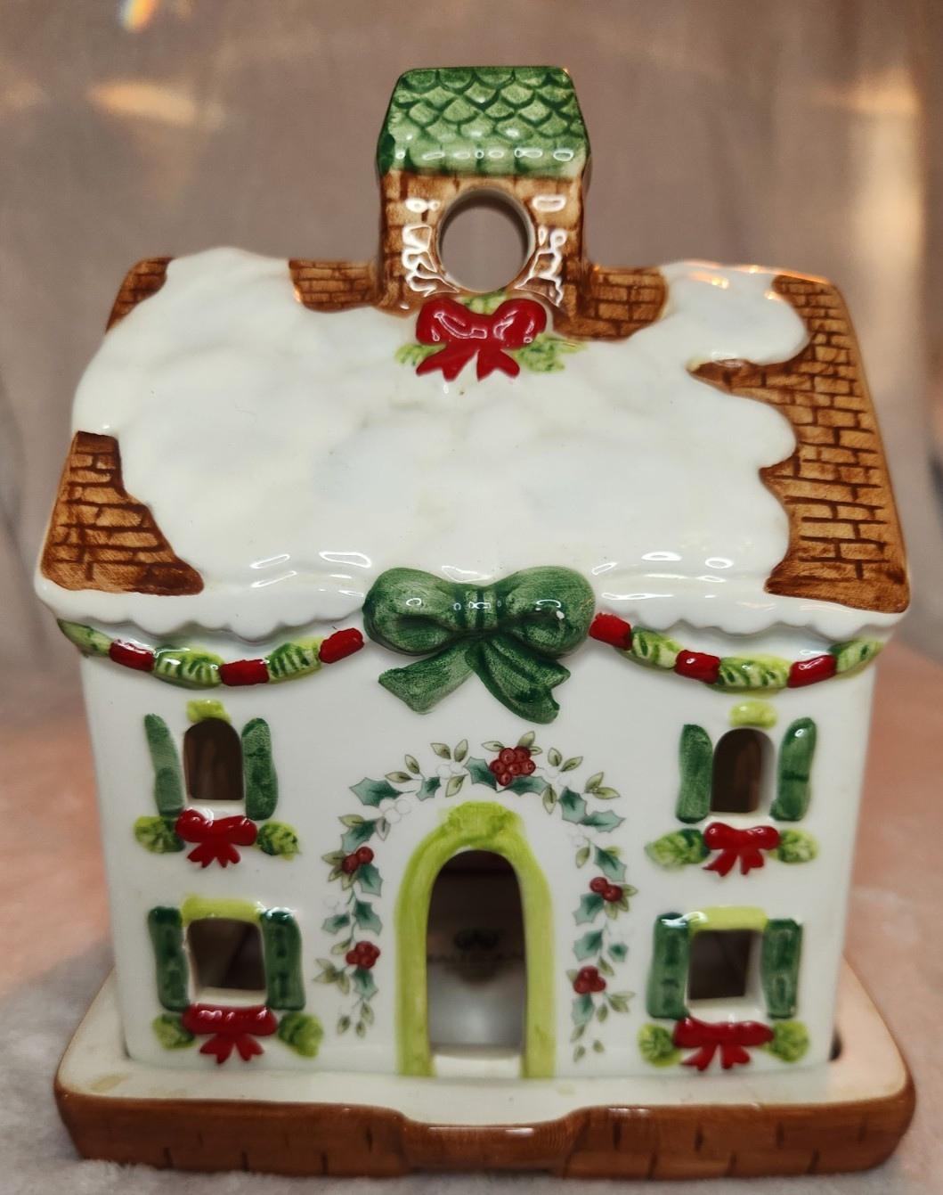 Pfaltzgraff "Winterberry Christmas House" tea light candle holder 