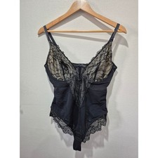Black Floral Lace Bodysuit Adjustable Straps Thong Back Lingerie One Piece