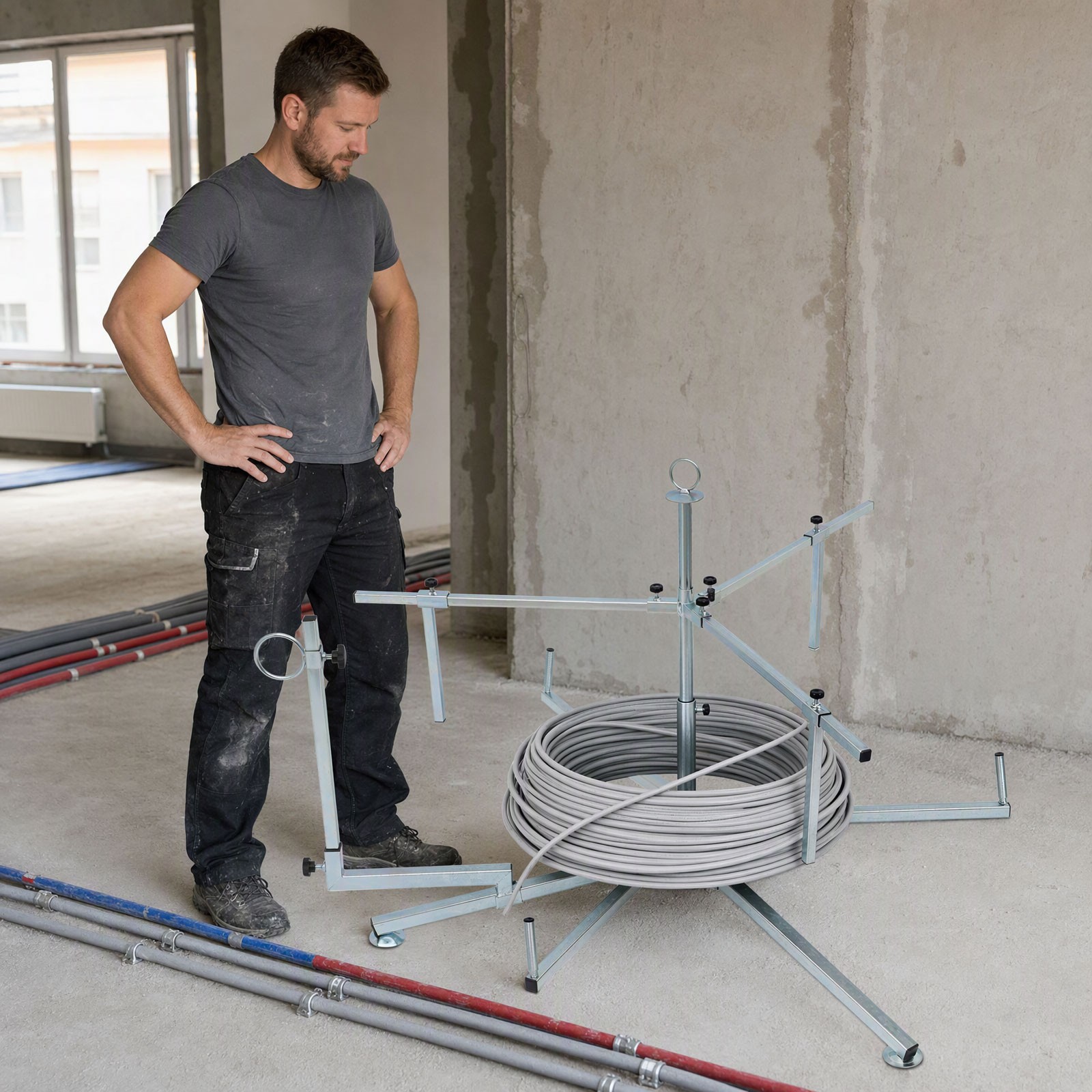 Underfloor Heating Pipe De-Coiler Decoiler PERT,PEX,PERT-AL-PERT,PEX-AL-PEX, PB