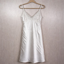 Linea Donatella Satin Lace Nightie Ivory Beaded Slip Romantic Lingerie S