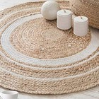 Housine Handwoven Round & Reversible Jute Carpet White
