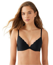 Wacoal b.tempt'd b.wow'd Push Up Black Bra Leopard Print Inner Lining 32 C NWOT