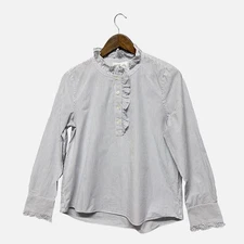 Broome Street Kate Spade New York Womens Size S Long Sleeve Blouse Blue Striped