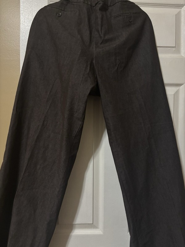  Larry Levine Pants Womens 14 Brown Stretch Wide Leg Trousers Career Work
