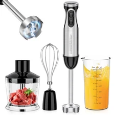 Bonsenkitchen 4-in-1 Immersion Blender Handheld, 20 Speeds Hand Blender with ...