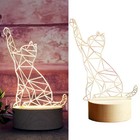 Button Solid Wood LED Night Lamp Cat Animal 3D Table Lamp