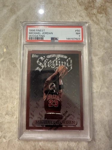 1996-97 Topps Finest Michael Jordan W/ Coating #50 PSA 7 NM Chicago Bulls Card