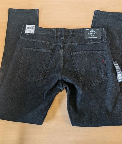 Mens Replay Jeans 34 Waist 32 Leg Anbass Slim Fit New With Tags Black BNWT - Picture 3 of 6