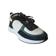 Chanel Interlocking CC Logo Suede Low Top Sneakers Dark Grey Iron