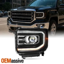 For 2016-2018 GMC Sierra 1500 [FULL LED] Projector Black Headlights w/DRL Driver