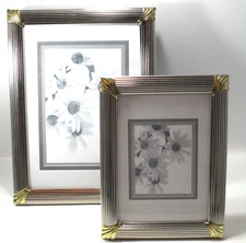 Vintage Set of 2 Silver/Gold Toned Metal Picture Frames 4"x6" & 5"x7"