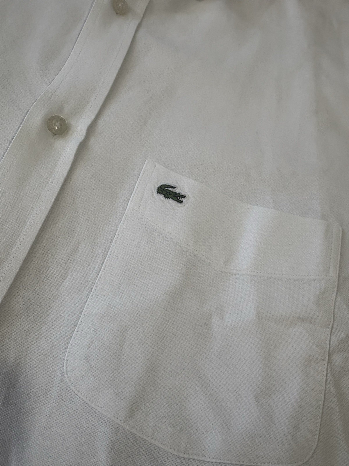 Lacoste White Men's Regular Fit Short Sleeve Oxford Shirt Size 45 100% cotton thumbnail 3