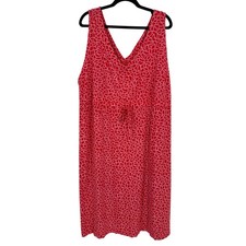 Fresh Produce Women's 3X Red Pink Sleeveless Drawstring Midi Dress USA Made boho